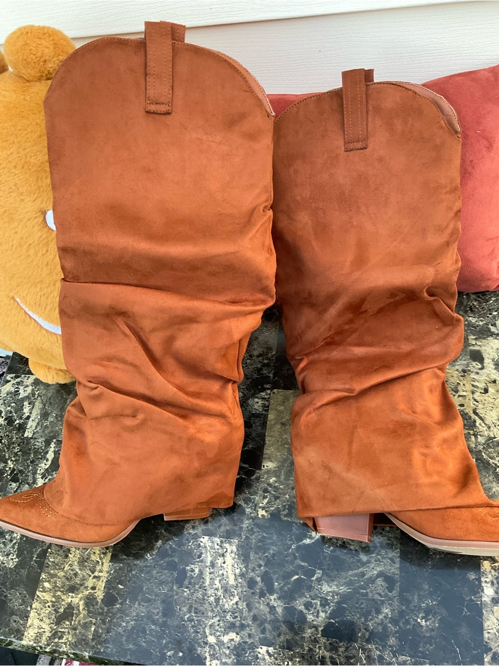 Lemonade Folded Skirted Brown Cowboy🤠 Style Pull On/Off Slouchy Boots NIB Size 9